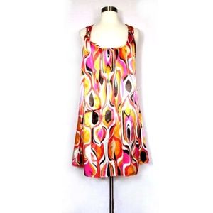 ASOS Dress Orange Pink Satin Sleeveless Sz 10